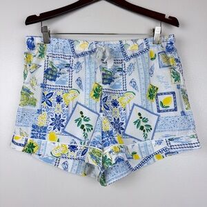J. Crew Factory Blue and Yellow Patterned Pajama Shorts